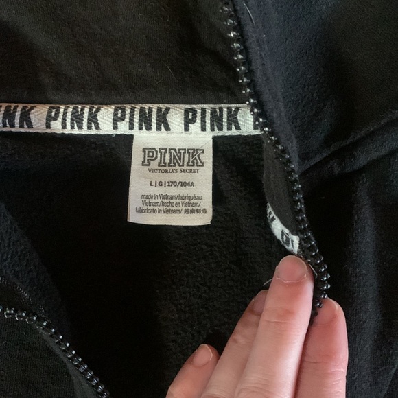 VS PINK_black sweatshirt_quarter zip - Picture 2 of 4